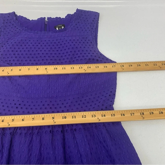 J Crew Dress Size 4 Purple Eyelet  Knee Length Sleeveless Sheath Pockets Cotton - Picture 14 of 14